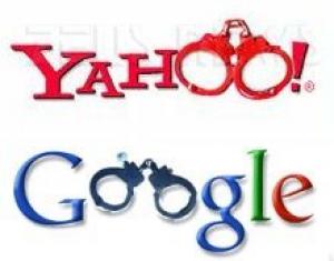 Yahoo e Google: loghi con manette