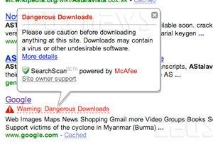 Yahoo: navigare sul sito di Google  pericoloso