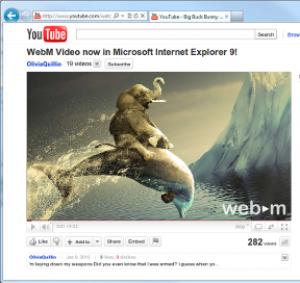 Google WebM Internet Explorer 9 H.264 Microsoft