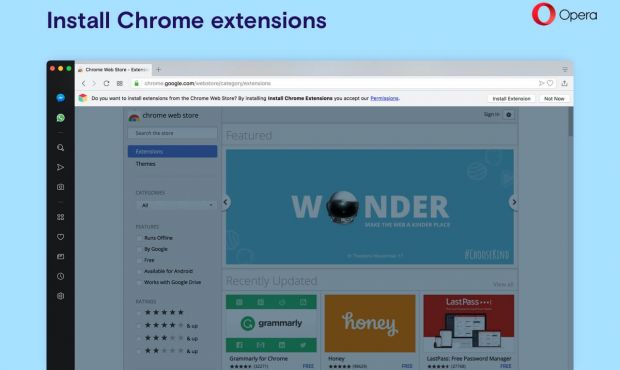 Opera 55 estensioni Chrome
