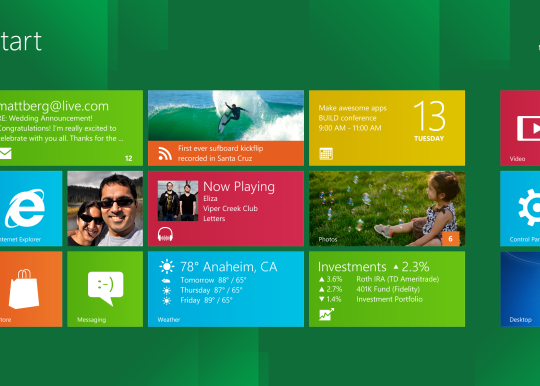 Windows 8 Developer Preview Start Screen