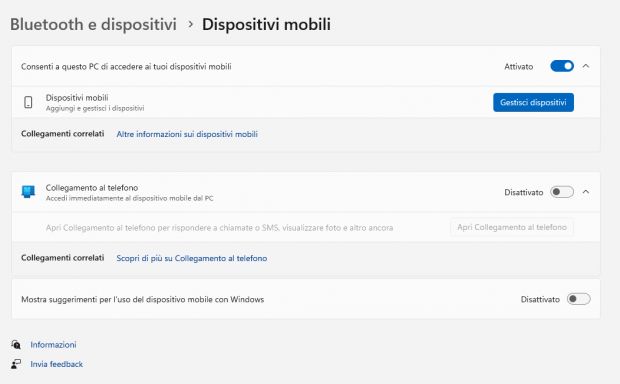 dispositivi mobili win11