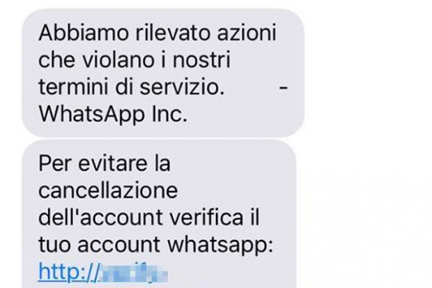 whatsapp messaggio truffa