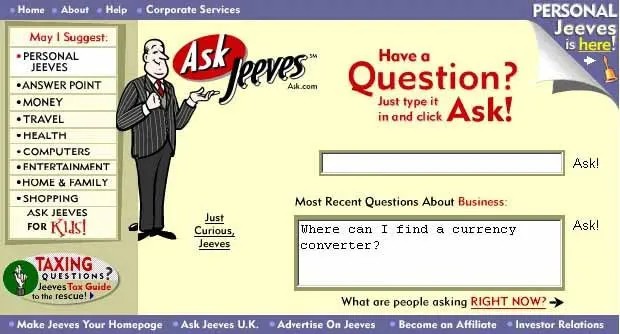 ask jeeves chiude