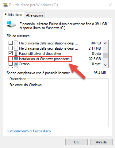 win10 pulizia disco