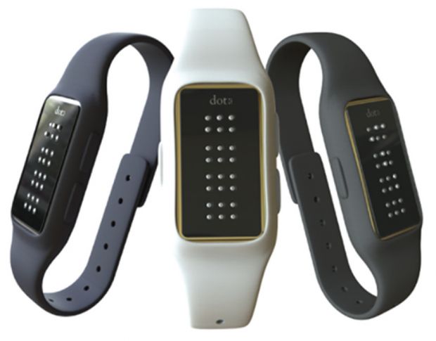 The Dot Braille smartwatch trio isolated