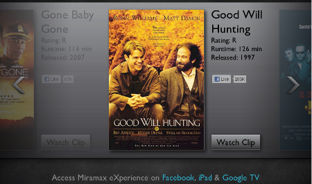 Miramax eXperience app Facebook iPad streaming fil
