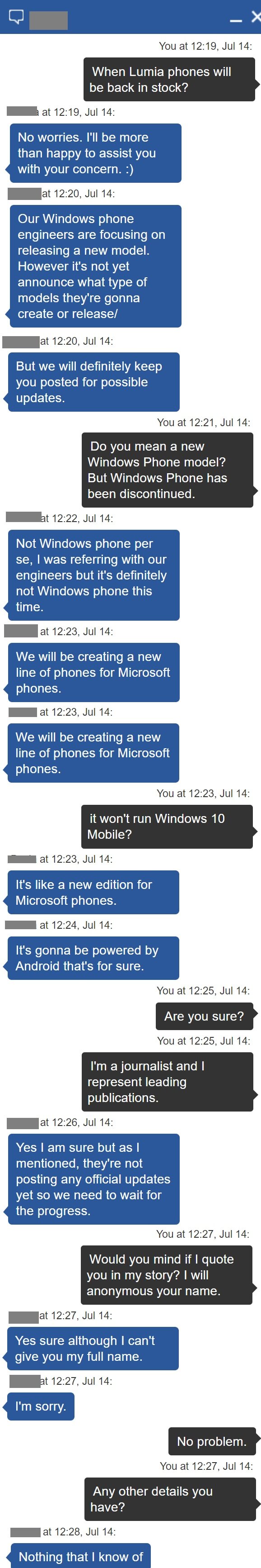 Microsoft phone chat