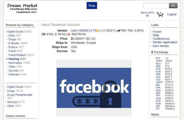 Facebook dati darkweb