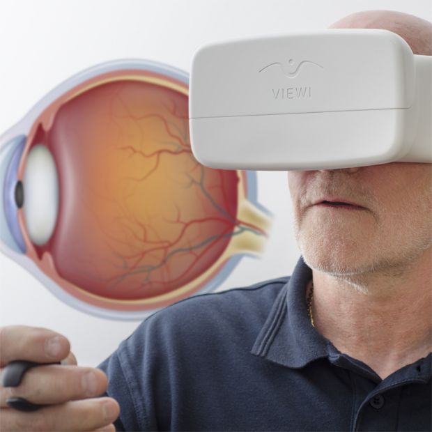 patient wearing viewi device
