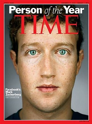 Mark Zuckerberg uomo dell'anno 2010 Time