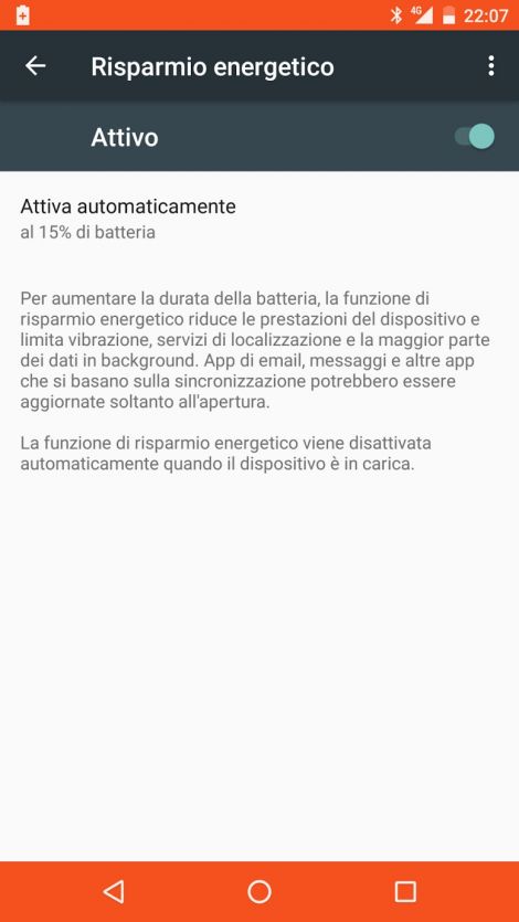 android risparmio energia