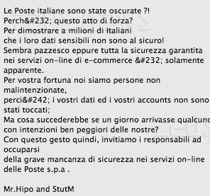 il messaggio su poste.it