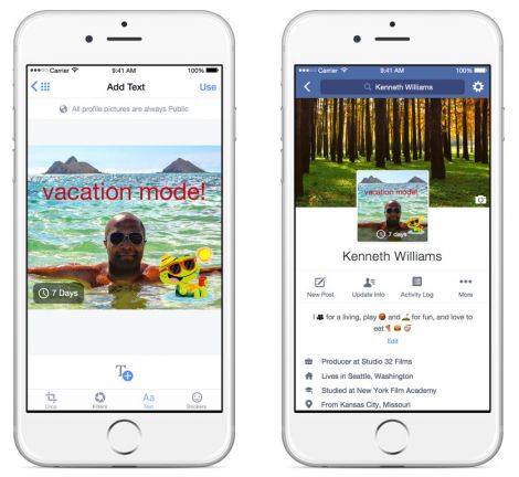 facebook video profilo temporaneo