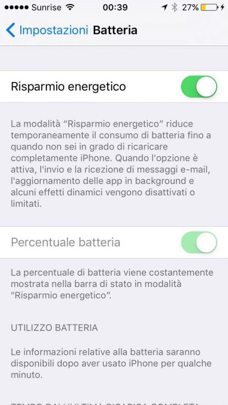 iphone risparmio energia