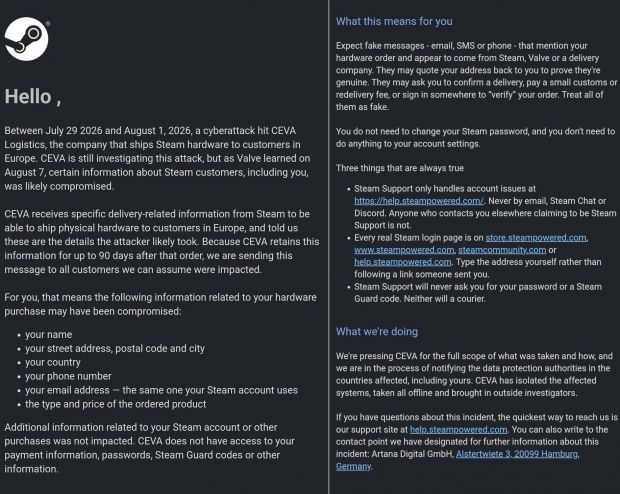 steam violazione