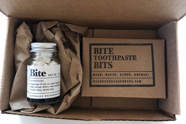 bite toothpaste bits