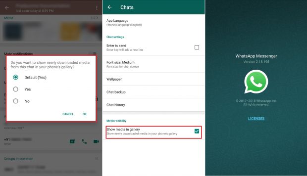 whatsapp beta nascondi immagini