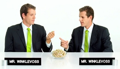 Winklevoss pubblicit pistacchi Facebook Zuckerber