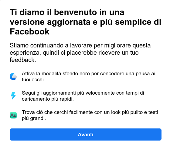 nuovo facebook