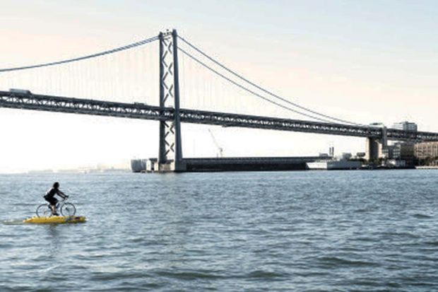 Judah Schiller Water Bike Across San Francisco 2