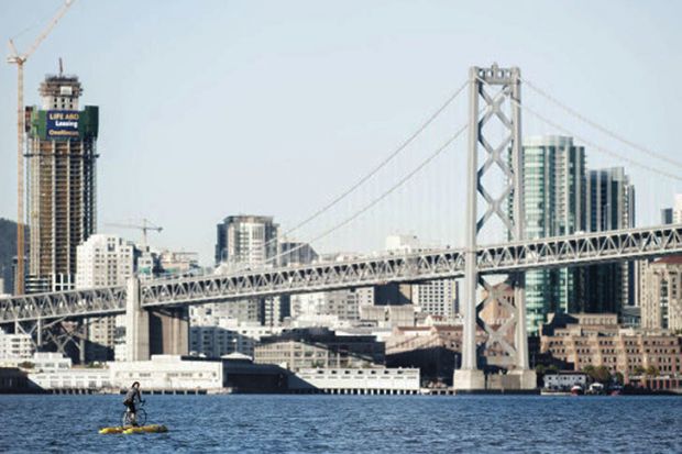 Judah Schiller Water Bike Across San Francisco 3