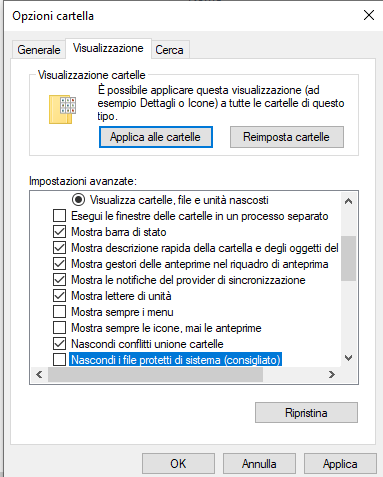 windows11 cartelle vuote opzioni cartella