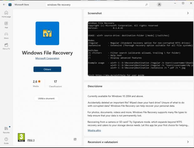 windows file recovery