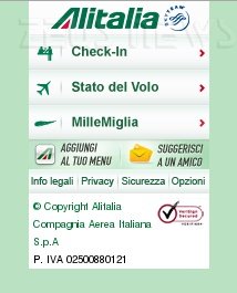 Alitalia Mobile Check In carta d'imbarco cellular