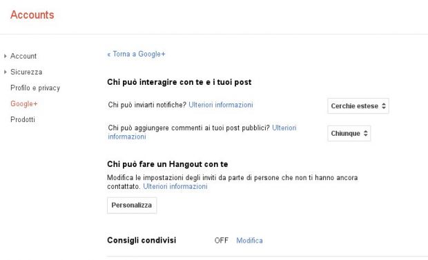 google plus consigli condivisi