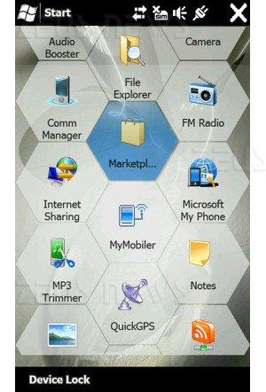 Windows Mobile 6.5 finger friendly menu a esagoni