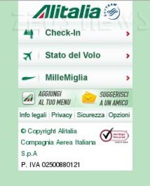 Alitalia Mobile Check In carta d\'imbarco cellular