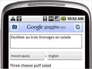 Google Goggles traduzione testo foto