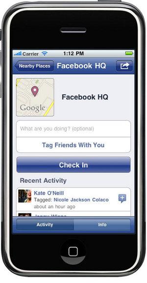 Facebook Places geolocalizzazione 