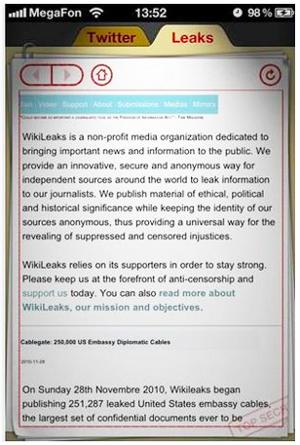 Apple rimuove Wikileaks app