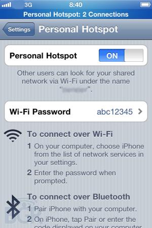 Apple iPhone iOS 4.3 hotspot Wi-Fi