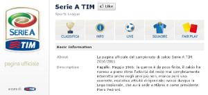 Facebook Serie A pagina ufficiale TIM