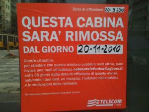 cabine telefoniche rimozione